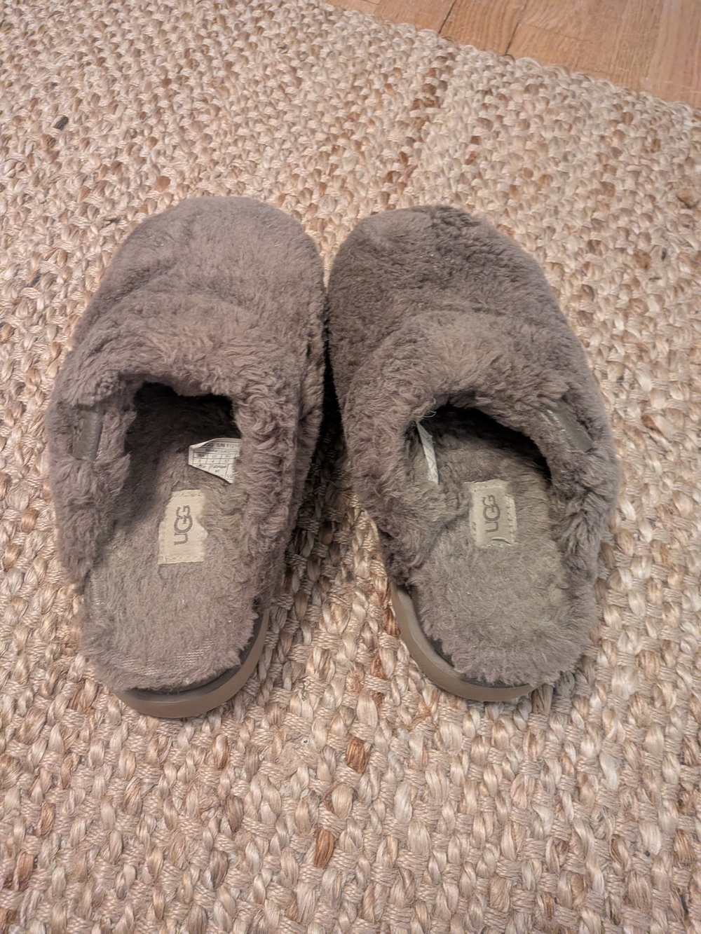 UGG Womens Plush Slip-On Slippers in Brown